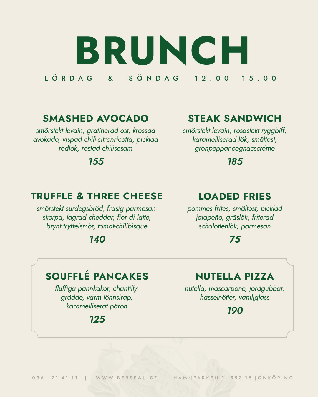 Berseaus brunchmeny
